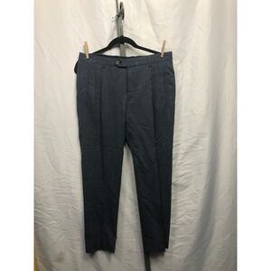 Giorgio Armani Mens Pleated Dress Pants Navy Blue Textured Made in Italy Luxury